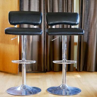 Black Leather/Stainless Barstools (Set of 2)
$25