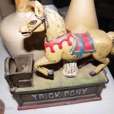 1800's cast iron bank, Trick Pony.