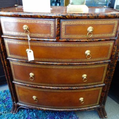 MAITLAND SMITH GILT LEATHER WRAPPED 5 DRAWER CHEST