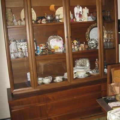 MCM dining room china cabinet, matching table and chairs
