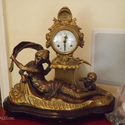 Antique Spelter Mantle Clock