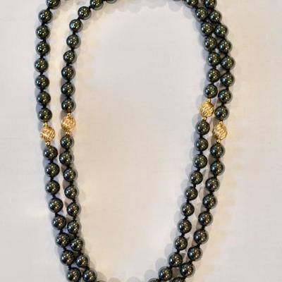 Gold and hematite necklace