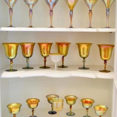 Steuben Aurene stemware