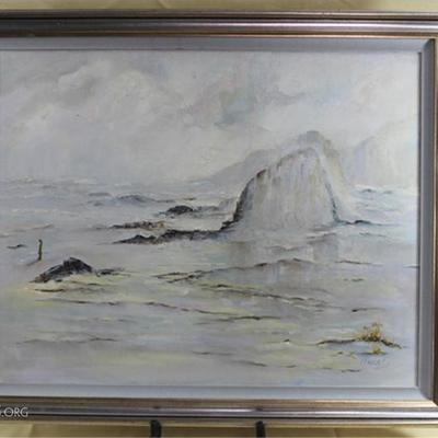 Impressionist style seascape oil on canvas signed  Hargis 27