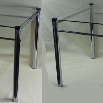 Pair of modern glass top table with chrome legs  20