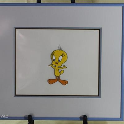 Original handpainted production animation cel.  Hand-Inked. Tweety From the 1970's. Warner Bros.  This handpainted cel is from Mel...