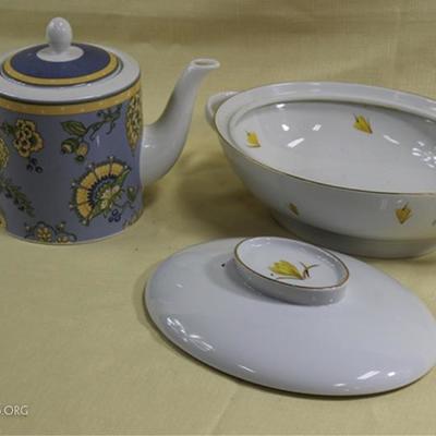 Teapot made by Royal Doulton  and vegetable dish  made  by Easterling . Teapot is 7
