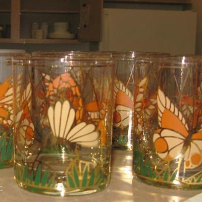 Culver butterfly glass set MCM 