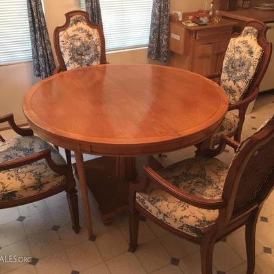 unique Kitchen pedestal round tableÂ with leaf with 4 cane back chairs