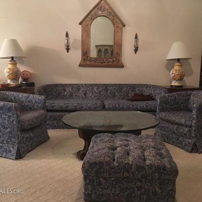 4 piece=  sofa, ,2 accent chairs, ottoman