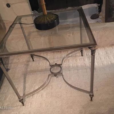 square glass top table brass frame