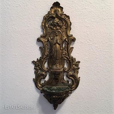 Bronze holy water font