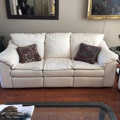 Carolina Furniture sofa white leather reclining