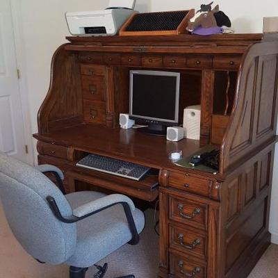 roll top computer desk with keyboard drawer