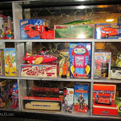 Many tin toy collectibles