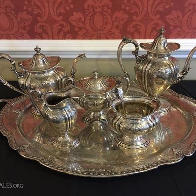 Impressive (!) Gorham Sterling Tea and Coffee Set with Tray. 