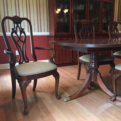 Ethan Allen Banded Double Pedestal Dining Room Table