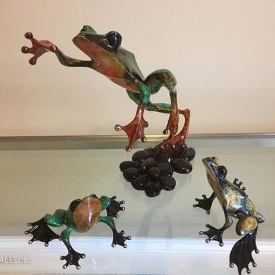 Tim Cotterill Frogman Bronze Frog Sculptures, Signed and Numbered 
