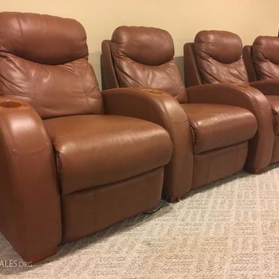 Row oF Four Reclining Theater Chairs 