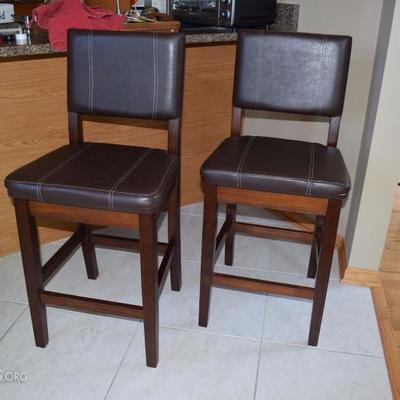 brown faux leather bar stools 