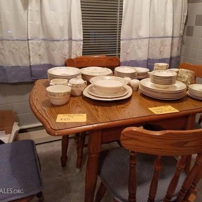 Kitchen Table w/set of 4 chairs, Limoges Triumph Rosalie Dishes (set of 8 & set of 4)