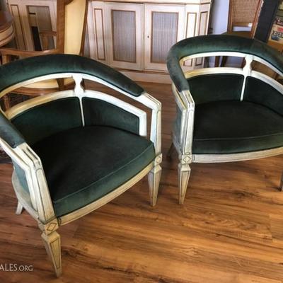 vintage green accent chairs 