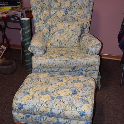 floral chair and ottoman 