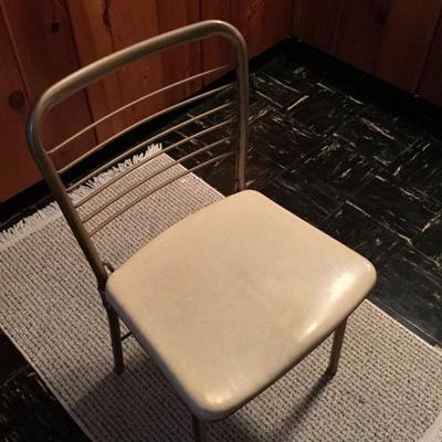 Vintage metal folding chairs with card table