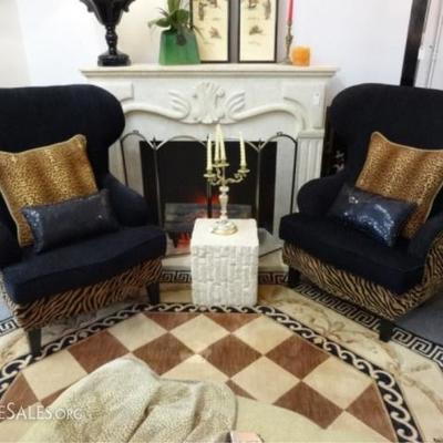 PAIR NEIMAN MARCUS WING BACK CHAIRS