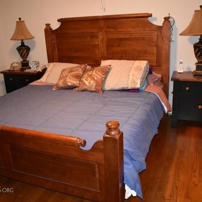 Bassett King Size Bedroom Suite-Bed-2 Night Stands-TV Armoire-Blanket Chest- Secretary