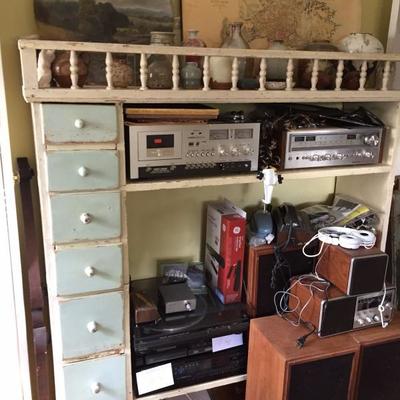 Vintage Shelf and Electronics.