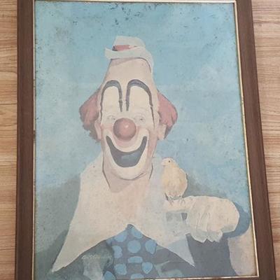 WDG049 Vintage Framed Clown Print George S. Eisenberg
