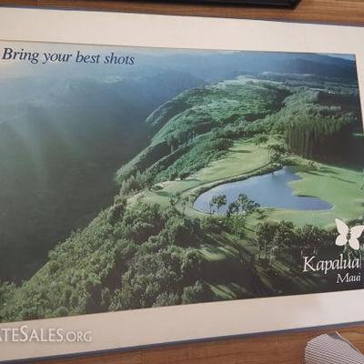 WDG060 Vintage Framed Kapalua Resort Golf Course Poster
