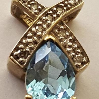 WDG012 Gold Pendant with Pear Cut Gemstone & Diamonds
