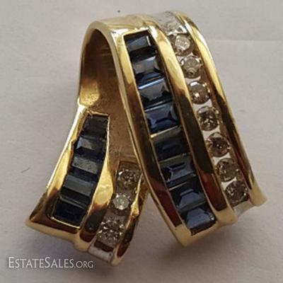 WDG042  14K Yellow Gold Diamonds & Sapphires Slide Pendant

