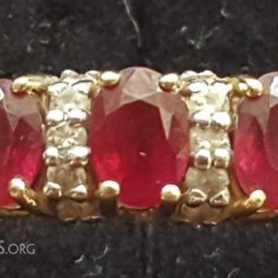 WDG038 14K Yellow Gold Ruby and Diamond Ring
