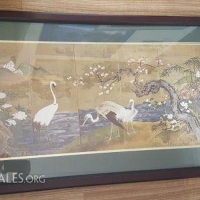 WDG048 Framed Silk Screen Print - Cranes #1

