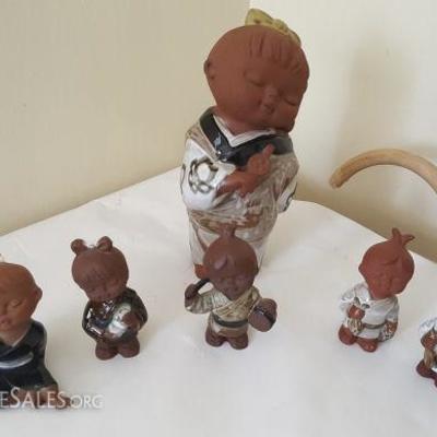 WDG059 Set of Vintage Hakata Clay Doll Figurines - Children
