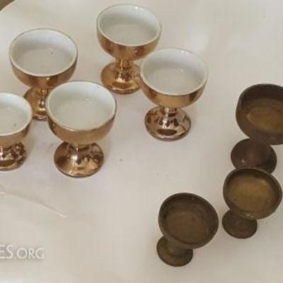 WDG057 Ceramic and Brass Offering Goblets
