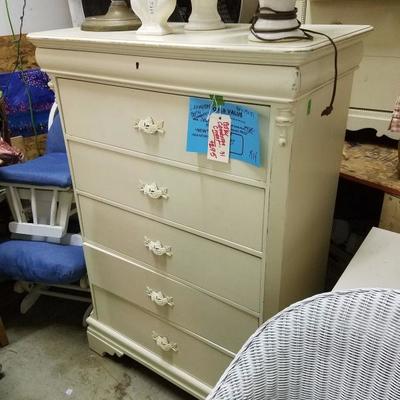 Betsy CAmeron Chest, painted ivory, with two matching twin headboards. Chest- FINAL- $185, Headboard each $85