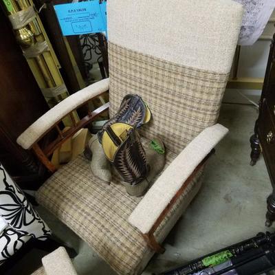 TWO Mid Century Plaid Recliners, $150/Pair $95 each