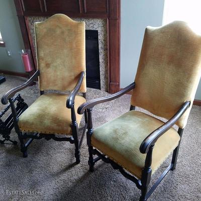 VINTAGE Arm chairs, Gold Cotton Velvet Upholstery- FINAL PAIR $135