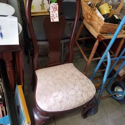 4) ETHAN ALLEN Queen Anne Side Chairs,Brocade Seats-FINAL-$285