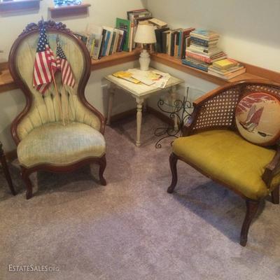 Antique English sitting chair with the original mohair upholstery