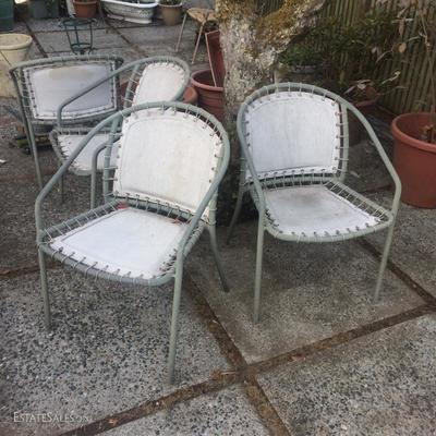 Set of four canvas outdoor chairs