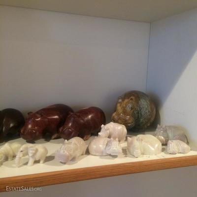 More carved stone and a wooden African figures