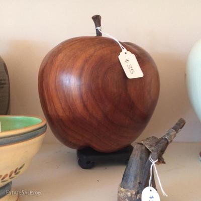 Large carved African Padauk wood Apple