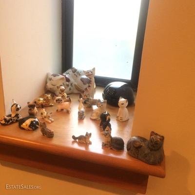 Large collection of miniature cat figurines