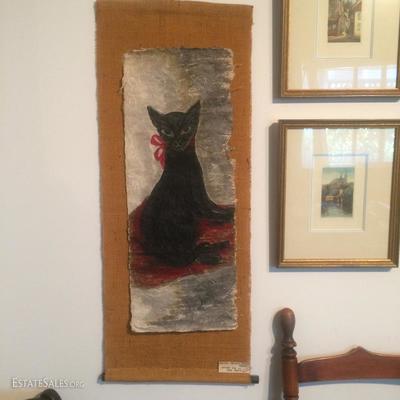 Original painting of a black cat