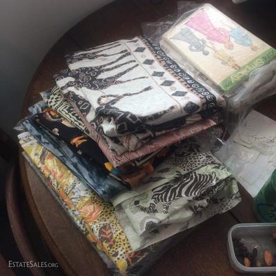 Some larger pieces and fine examples of printed fabric, including batiks, etc. 